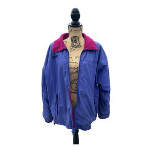 Columbia Jacket Women's Sz L Purple/Pink Full Zip Color Block Windbreaker VTG